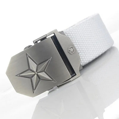 BOKADIAO Muški i ženski vojni platneni remen luksuzni 3D zvjezdani jeans remen s metalnom kopčom Vojni taktički remeni za muškarce muški remen za pojas