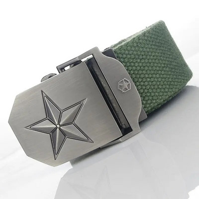 BOKADIAO Muški i ženski vojni platneni remen luksuzni 3D zvjezdani jeans remen s metalnom kopčom Vojni taktički remeni za muškarce muški remen za pojas