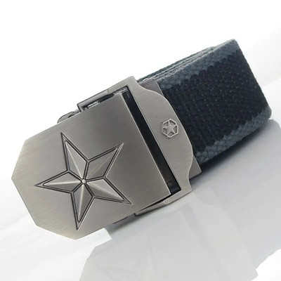 BOKADIAO Muški i ženski vojni platneni remen luksuzni 3D zvjezdani jeans remen s metalnom kopčom Vojni taktički remeni za muškarce muški remen za pojas