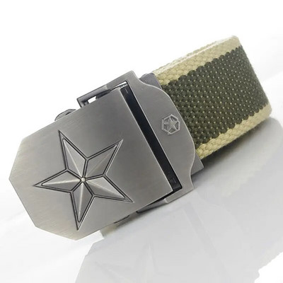BOKADIAO Muški i ženski vojni platneni remen luksuzni 3D zvjezdani jeans remen s metalnom kopčom Vojni taktički remeni za muškarce muški remen za pojas