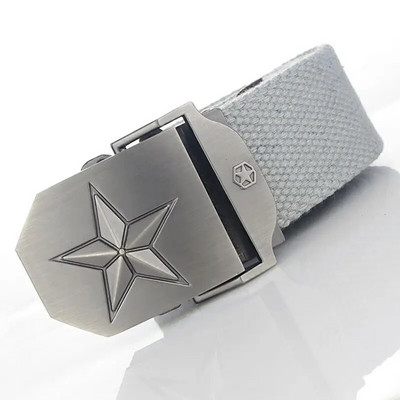 BOKADIAO Muški i ženski vojni platneni remen luksuzni 3D zvjezdani jeans remen s metalnom kopčom Vojni taktički remeni za muškarce muški remen za pojas