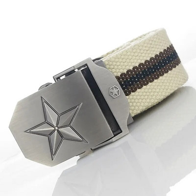 BOKADIAO Muški i ženski vojni platneni remen luksuzni 3D zvjezdani jeans remen s metalnom kopčom Vojni taktički remeni za muškarce muški remen za pojas