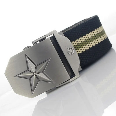 BOKADIAO Muški i ženski vojni platneni remen luksuzni 3D zvjezdani jeans remen s metalnom kopčom Vojni taktički remeni za muškarce muški remen za pojas