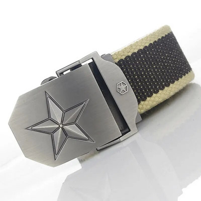 BOKADIAO Muški i ženski vojni platneni remen luksuzni 3D zvjezdani jeans remen s metalnom kopčom Vojni taktički remeni za muškarce muški remen za pojas