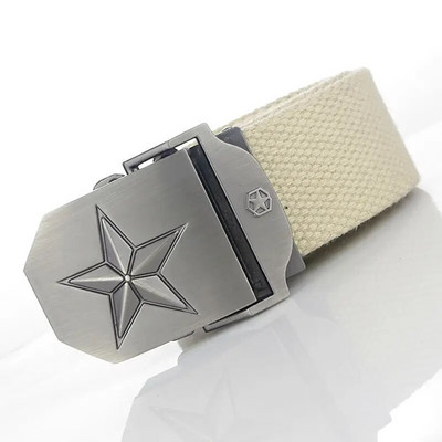 BOKADIAO Muški i ženski vojni platneni remen luksuzni 3D zvjezdani jeans remen s metalnom kopčom Vojni taktički remeni za muškarce muški remen za pojas