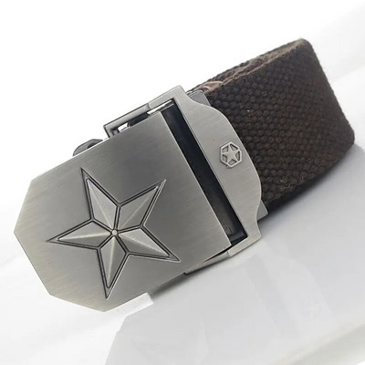 BOKADIAO Muški i ženski vojni platneni remen luksuzni 3D zvjezdani jeans remen s metalnom kopčom Vojni taktički remeni za muškarce muški remen za pojas