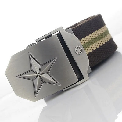 BOKADIAO Muški i ženski vojni platneni remen luksuzni 3D zvjezdani jeans remen s metalnom kopčom Vojni taktički remeni za muškarce muški remen za pojas