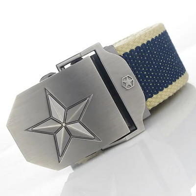BOKADIAO Muški i ženski vojni platneni remen luksuzni 3D zvjezdani jeans remen s metalnom kopčom Vojni taktički remeni za muškarce muški remen za pojas