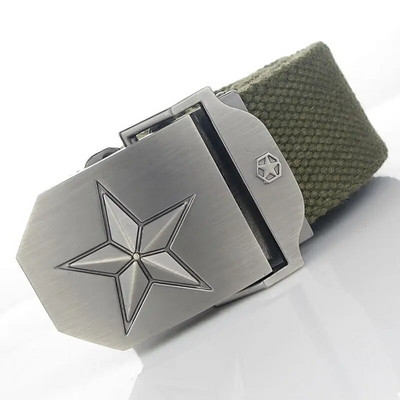 BOKADIAO Muški i ženski vojni platneni remen luksuzni 3D zvjezdani jeans remen s metalnom kopčom Vojni taktički remeni za muškarce muški remen za pojas