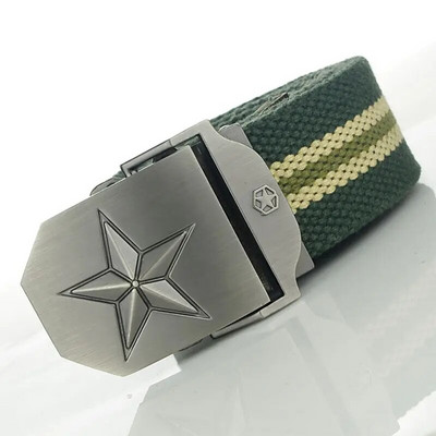 BOKADIAO Muški i ženski vojni platneni remen luksuzni 3D zvjezdani jeans remen s metalnom kopčom Vojni taktički remeni za muškarce muški remen za pojas
