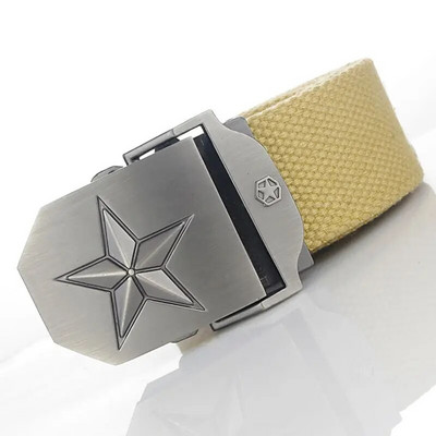 BOKADIAO Muški i ženski vojni platneni remen luksuzni 3D zvjezdani jeans remen s metalnom kopčom Vojni taktički remeni za muškarce muški remen za pojas