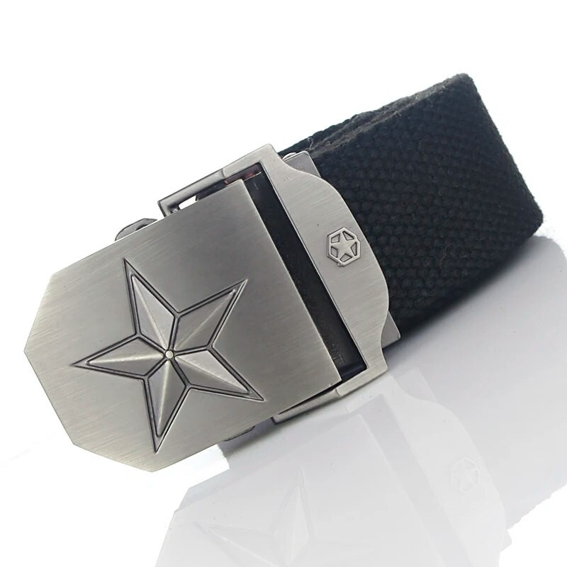 BOKADIAO Muški i ženski vojni platneni remen luksuzni 3D zvjezdani jeans remen s metalnom kopčom Vojni taktički remeni za muškarce muški remen za pojas