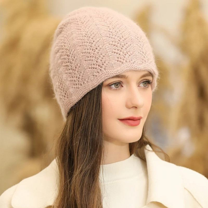 Nova ženska zimska kapa Streetwear Topla kapa od mješavine zečjeg krzna Modna ukrasna kapica za ležerne ženske pletene kape