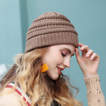 25 Έγχρωμο πλεκτό καπέλο Beanies Καπέλο Skully Trendy Ζεστό χοντρό μαλακό ελαστικό πλεκτό χειμερινό καπέλο για γυναίκες Δώρο μόδας