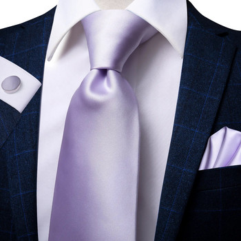Δώρα με γραβάτα για άντρες Μωβ Λεβάντα Μασίφ Ανδρική γραβάτα Πολυτελής μεταξωτή λαιμόκοψη Hanky μανικετόκουμπα Σετ επίσημες γραβάτες φορέματος για άντρες Γάμος