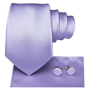 Δώρα με γραβάτα για άντρες Μωβ Λεβάντα Μασίφ Ανδρική γραβάτα Πολυτελής μεταξωτή λαιμόκοψη Hanky μανικετόκουμπα Σετ επίσημες γραβάτες φορέματος για άντρες Γάμος