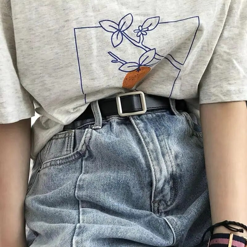 Ženski jednostavni PU pojasevi s četvrtastom kopčom 2023. Studentske traperice Hlače Cool pojas za svakodnevne kombinacije Ženski pojasevi s glatkim kopčama