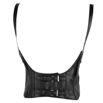 Ženski vintage gotički korzet od umjetne kože ispod grudi Crop Top Jednobojni podesivi prsluk Pojas s dvostrukom kopčom Cincher