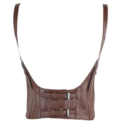 Ženski vintage gotički korzet od umjetne kože ispod grudi Crop Top Jednobojni podesivi prsluk Pojas s dvostrukom kopčom Cincher