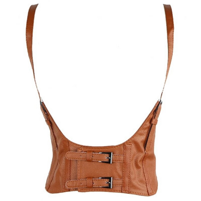 Ženski vintage gotički korzet od umjetne kože ispod grudi Crop Top Jednobojni podesivi prsluk Pojas s dvostrukom kopčom Cincher