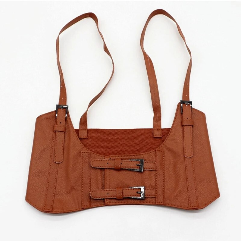 Ženski vintage gotički korzet od umjetne kože ispod grudi Crop Top Jednobojni podesivi prsluk Pojas s dvostrukom kopčom Cincher