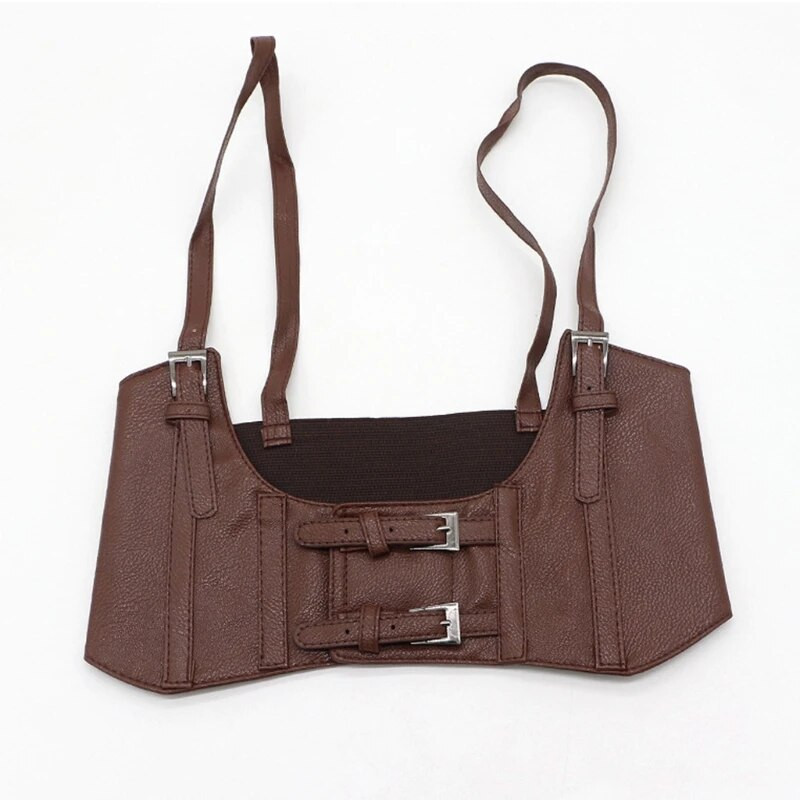 Ženski vintage gotički korzet od umjetne kože ispod grudi Crop Top Jednobojni podesivi prsluk Pojas s dvostrukom kopčom Cincher