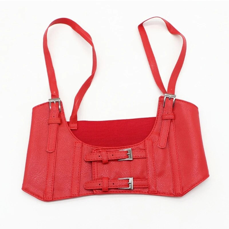 Ženski vintage gotički korzet od umjetne kože ispod grudi Crop Top Jednobojni podesivi prsluk Pojas s dvostrukom kopčom Cincher