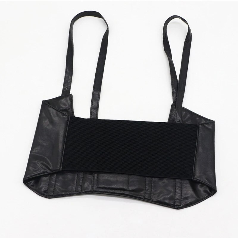 Ženski vintage gotički korzet od umjetne kože ispod grudi Crop Top Jednobojni podesivi prsluk Pojas s dvostrukom kopčom Cincher