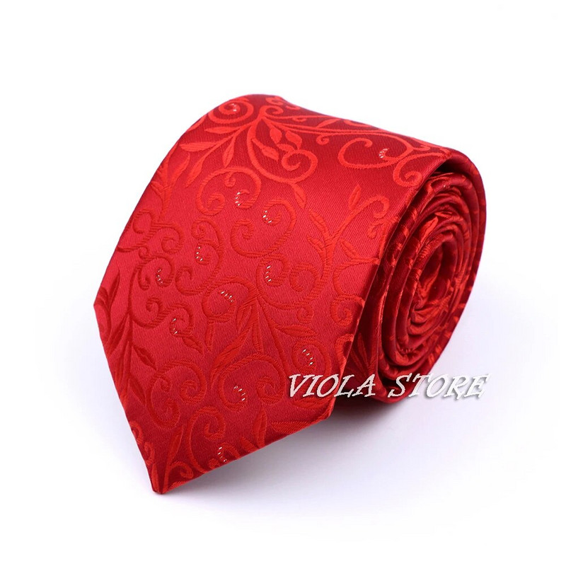 Színes Rózsaszín Piros Fehér Virágos csíkos Jacquard Poliészter 8cm Nyakkendő Pont esküvői Cravat bankett öltöny Szmoking Ajándék Férfi Kiegészítő