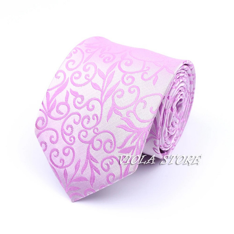 Színes Rózsaszín Piros Fehér Virágos csíkos Jacquard Poliészter 8cm Nyakkendő Pont esküvői Cravat bankett öltöny Szmoking Ajándék Férfi Kiegészítő