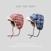 Retro britų languota skraidanti skrybėlė vyrams Rudens ir žiemos šilta nuo vėjo apsaugota ausų apsauga nuo slidinėjimo kepuraitės Mielos suvarstomos bombonešio kepurės moterims