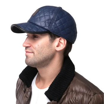 зимни мъжки бейзболни шапки от естествена кожа топла шапка с уши дебела зимна шапка Дамска шапка Модна универсална шапка мъже 2023 г.