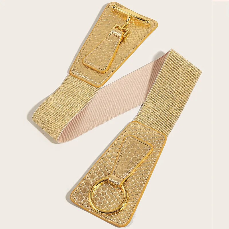 Ženska modna haljina sa zlatnim remenom za 2023., košulja uskog struka, elastični ukrasi, široki korzet, brtveni pojasevi za žene, žene