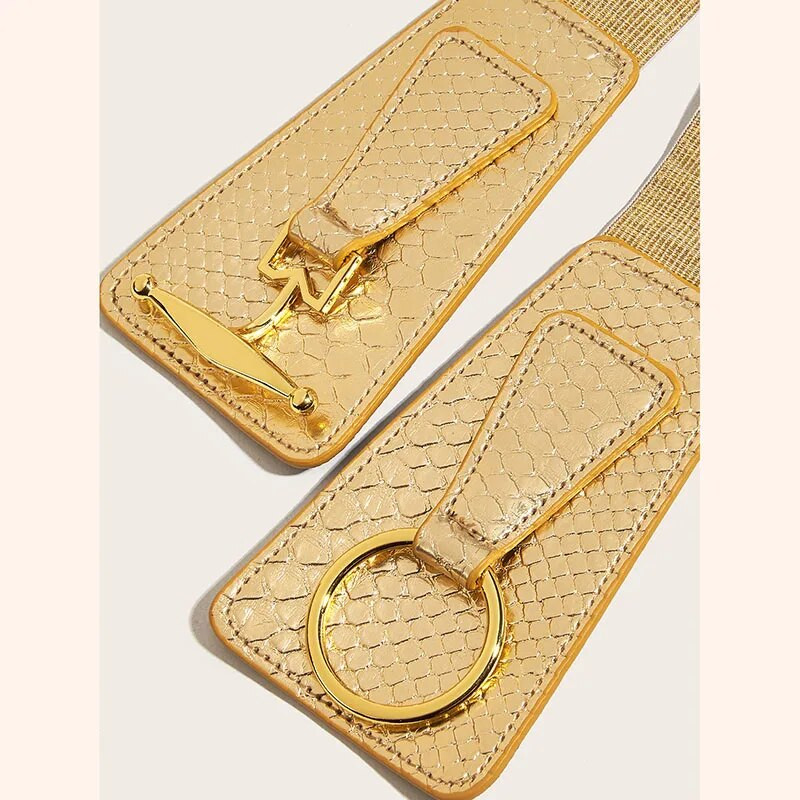 Ženska modna haljina sa zlatnim remenom za 2023., košulja uskog struka, elastični ukrasi, široki korzet, brtveni pojasevi za žene, žene