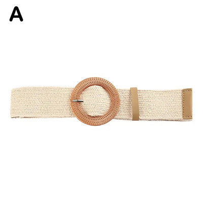 Modni boemski remen, elastični pleteni remeni, pojas od slame, pojas od lažnog platna, široki pojas od čvrste slame za žene