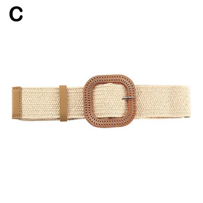 Modni boemski remen, elastični pleteni remeni, pojas od slame, pojas od lažnog platna, široki pojas od čvrste slame za žene
