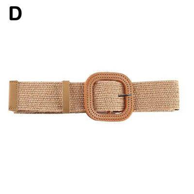 Modni boemski remen, elastični pleteni remeni, pojas od slame, pojas od lažnog platna, široki pojas od čvrste slame za žene