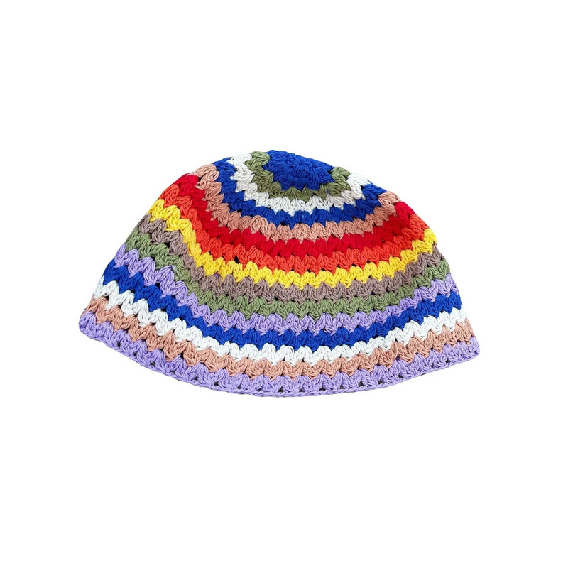 2022-es új, kézzel szőtt, retro szivárványos horog virág sapka női divat varrás, légáteresztő kupola nyári halász sapka