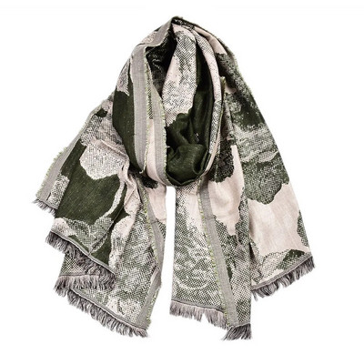 Modni šal s cvjetnim uzorkom od zmijske kože, hladni pamučni šal od viskoze s resama, ležeran, topao dugi šal, zimski prigušivač 65x190 cm