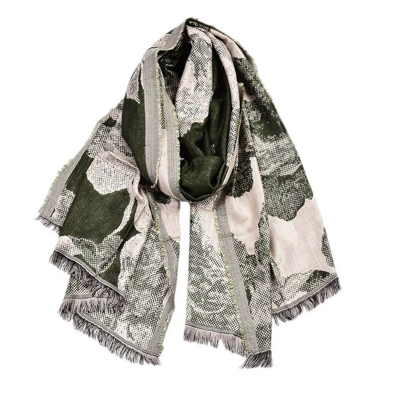 Modni šal s cvjetnim uzorkom od zmijske kože, hladni pamučni šal od viskoze s resama, ležeran, topao dugi šal, zimski prigušivač 65x190 cm
