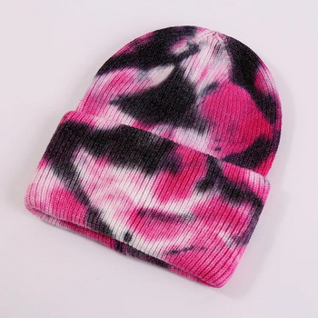 Unisex Cool Winter Ανδρικά Γυναικεία Gradient Tie Dye Καπέλο Skullies Beanies Ακρυλικό Stretch Πλεκτό Αθλητικό Αντιανεμικό Ζεστό Κοντό Πεπόνι Καπέλο R80