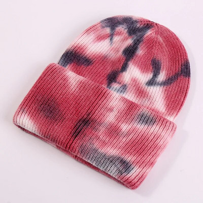 Unisex Cool Winter Muškarci Žene Gradient Tie Dye šešir Skullies Beanies Akrilno rastezljivo pletivo Sport otporan na vjetar Topla kratka melon kapa R80