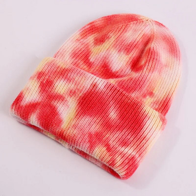 Unisex Cool Winter Muškarci Žene Gradient Tie Dye šešir Skullies Beanies Akrilno rastezljivo pletivo Sport otporan na vjetar Topla kratka melon kapa R80