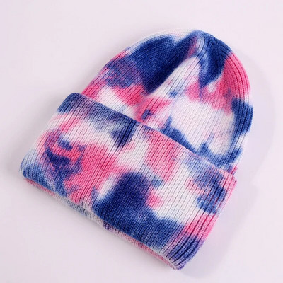 Unisex Cool Winter Muškarci Žene Gradient Tie Dye šešir Skullies Beanies Akrilno rastezljivo pletivo Sport otporan na vjetar Topla kratka melon kapa R80