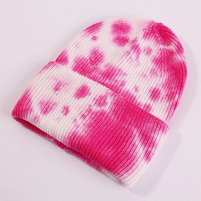 Unisex Cool Winter Muškarci Žene Gradient Tie Dye šešir Skullies Beanies Akrilno rastezljivo pletivo Sport otporan na vjetar Topla kratka melon kapa R80