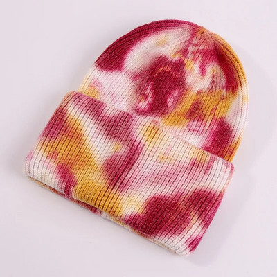 Unisex Cool Winter Muškarci Žene Gradient Tie Dye šešir Skullies Beanies Akrilno rastezljivo pletivo Sport otporan na vjetar Topla kratka melon kapa R80