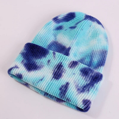 Unisex Cool Winter Muškarci Žene Gradient Tie Dye šešir Skullies Beanies Akrilno rastezljivo pletivo Sport otporan na vjetar Topla kratka melon kapa R80