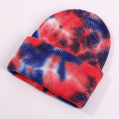 Unisex Cool Winter Muškarci Žene Gradient Tie Dye šešir Skullies Beanies Akrilno rastezljivo pletivo Sport otporan na vjetar Topla kratka melon kapa R80