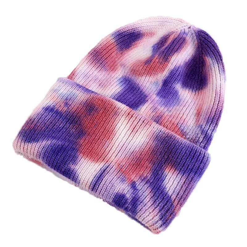 Unisex Cool Winter Muškarci Žene Gradient Tie Dye šešir Skullies Beanies Akrilno rastezljivo pletivo Sport otporan na vjetar Topla kratka melon kapa R80