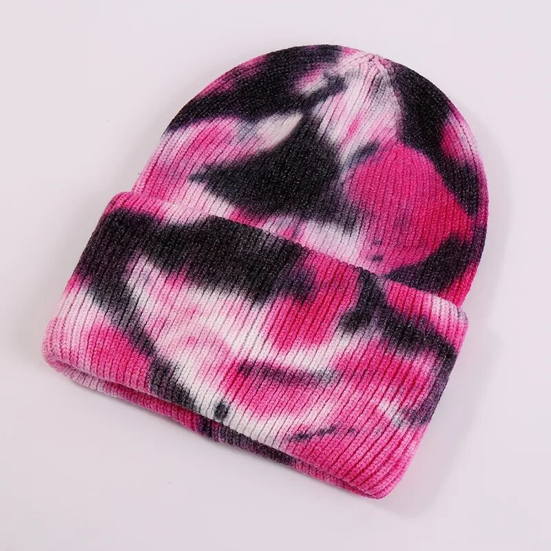 Unisex Cool Winter Muškarci Žene Gradient Tie Dye šešir Skullies Beanies Akrilno rastezljivo pletivo Sport otporan na vjetar Topla kratka melon kapa R80